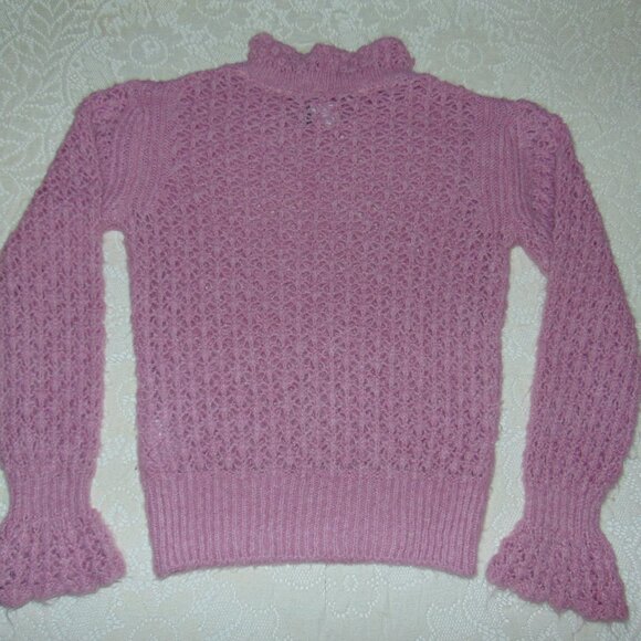 J Crew Sweater Pink Womens Cable Knit Pullover Mock Neck Long Sleeve Fuzzy sz 4 - Picture 10 of 12